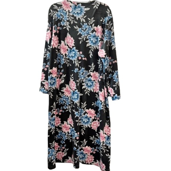 Miss Elaine Long Robe/Dress Full Length Zipper Side Pockets L - Picture 3 of 6